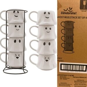 Set of 4 Way To Celebrate Halloween Ghost Mug Stack